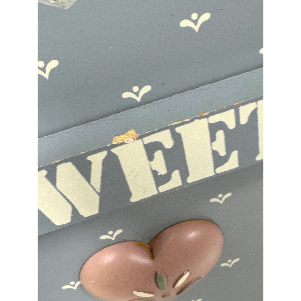 Vintage Home Sweet Home Wood Wall Plaque Blue Country Swans Heart Decor ZG 1269 - Picture 5 of 7